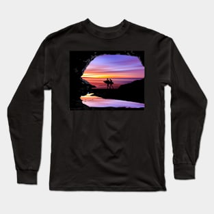 Purple Beach Cave Sunset Long Sleeve T-Shirt